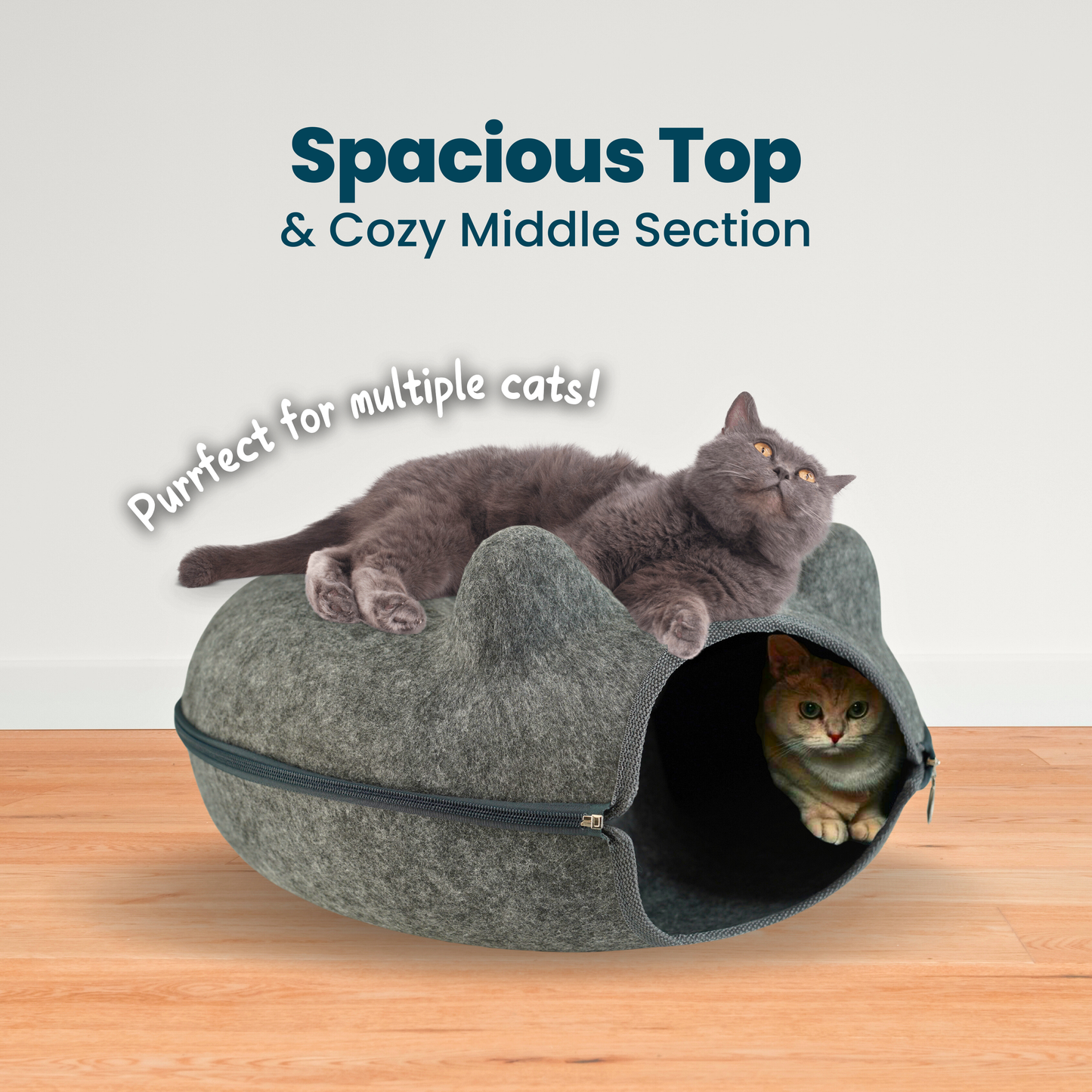 Cozy Cat Cave Bed | Donut Tunnel Design | Soft Cat Ears