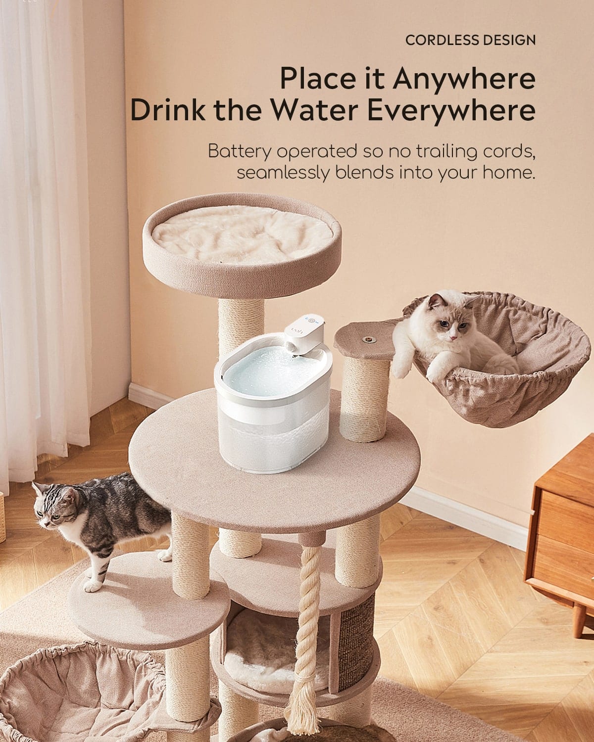 Wireless Automatic Cat Water Fountain | Fresh Flowing Water