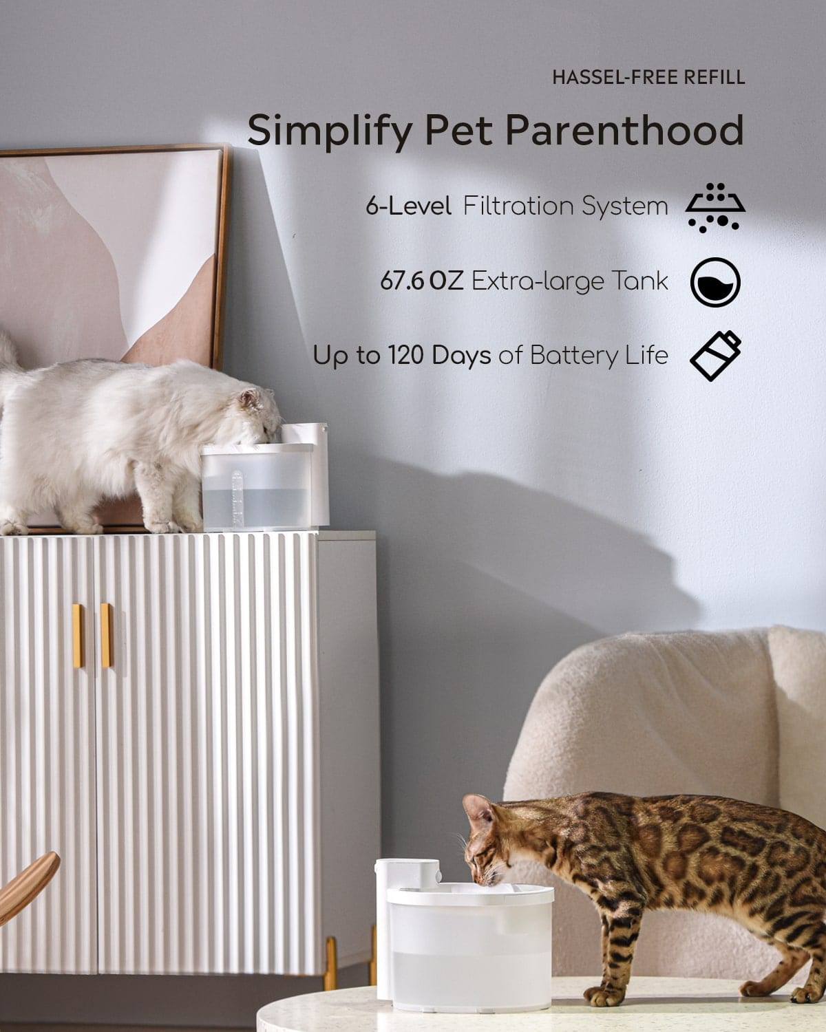 Wireless Automatic Cat Water Fountain | Fresh Flowing Water