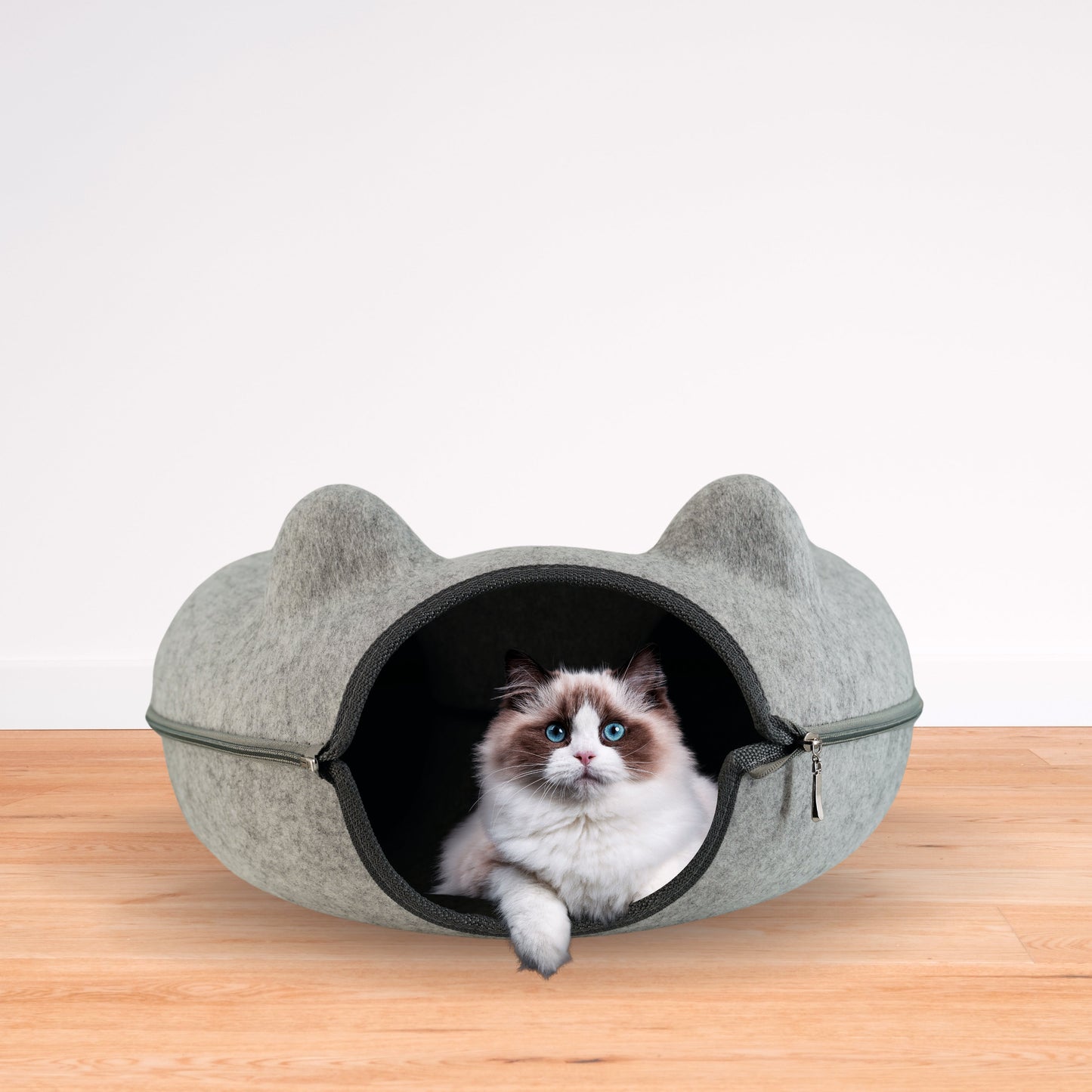 Cozy Cat Cave Bed | Donut Tunnel Design | Soft Cat Ears