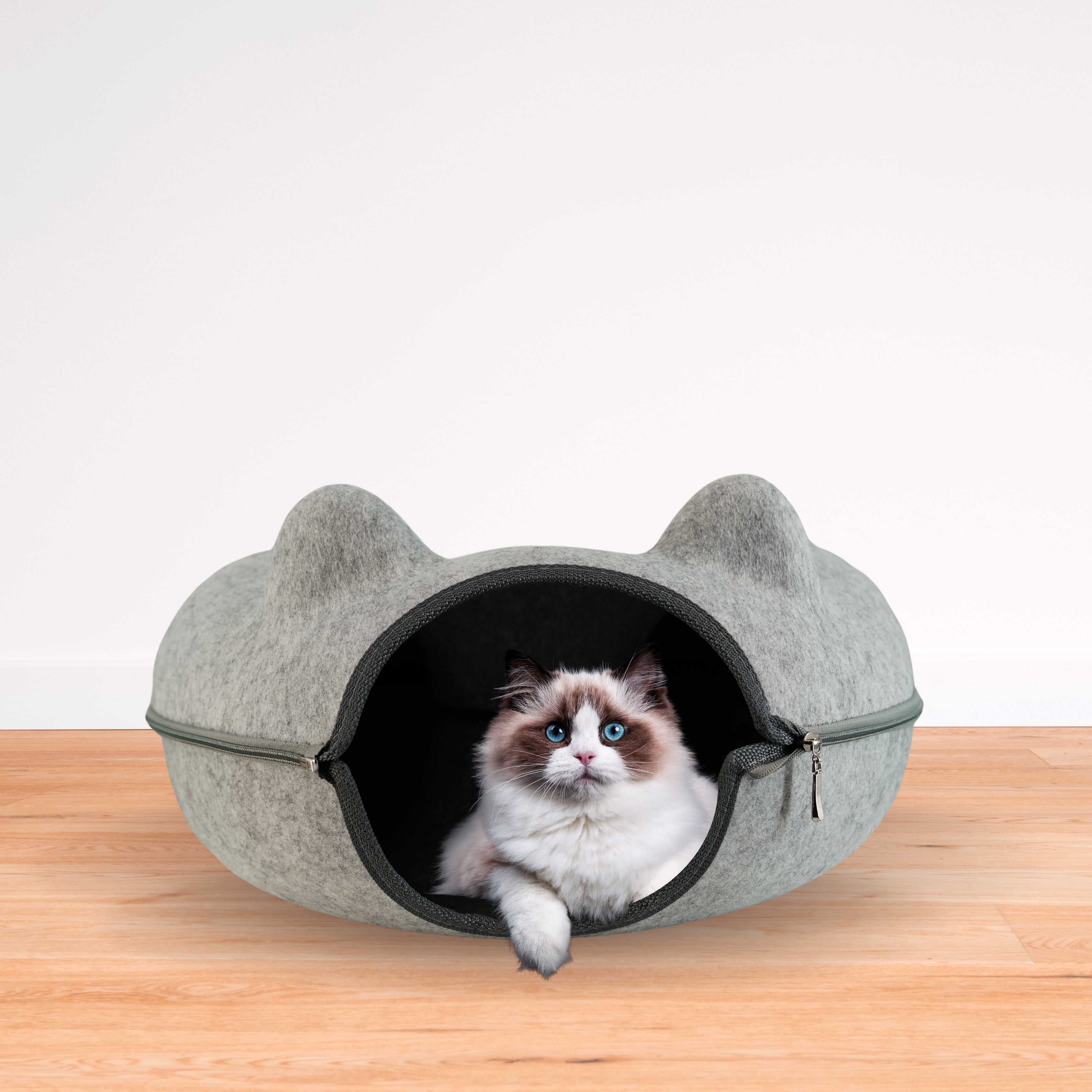 Cozy Cat Cave Bed | Donut Tunnel Design | Soft Cat Ears