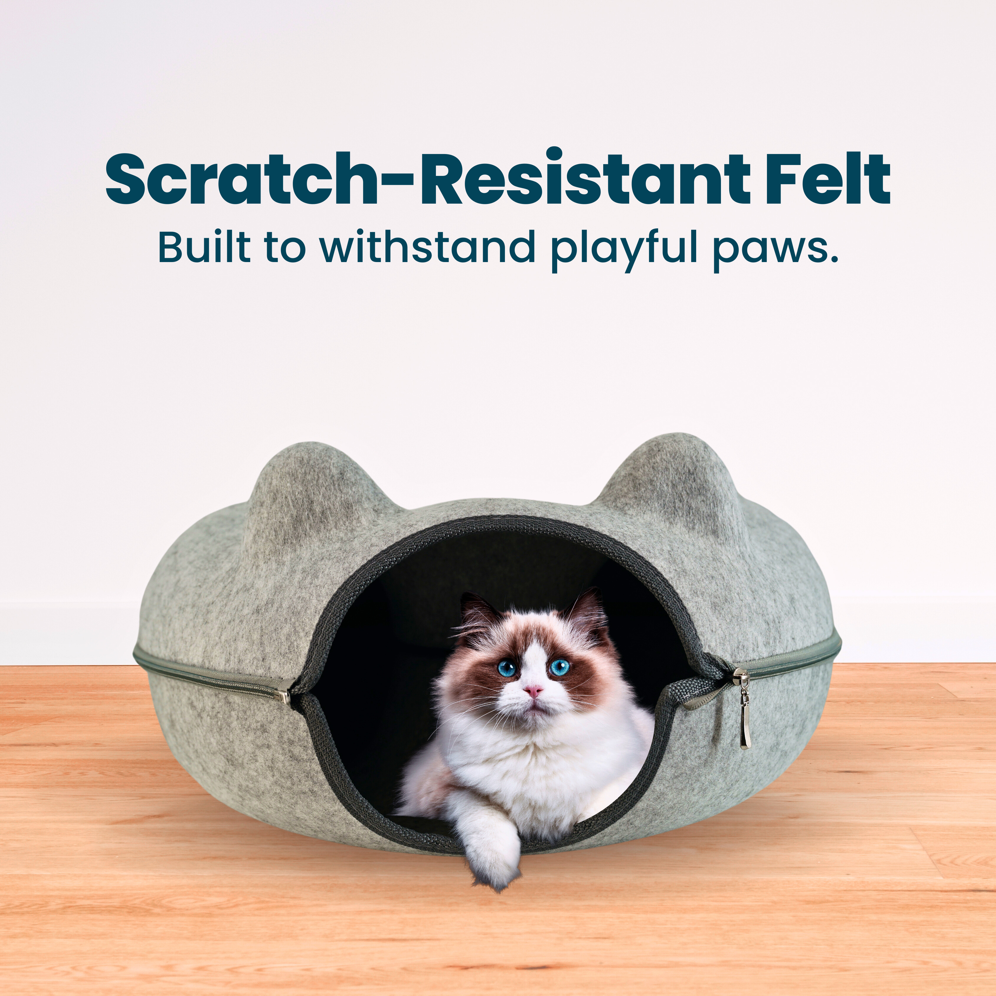 Cozy Cat Cave Bed | Donut Tunnel Design | Soft Cat Ears