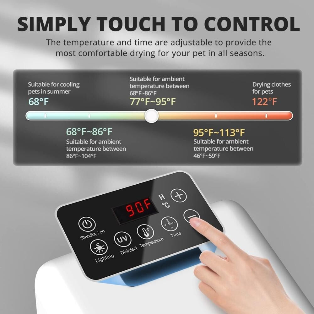 6L Pet Hair Dryer | Quiet Fast Drying | Adjustable Temperature