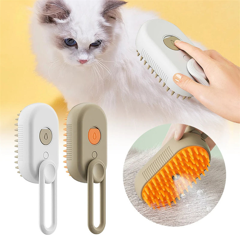 Steam Brush for Cats Effortless Grooming | Fast Heating | Tangle-Free
