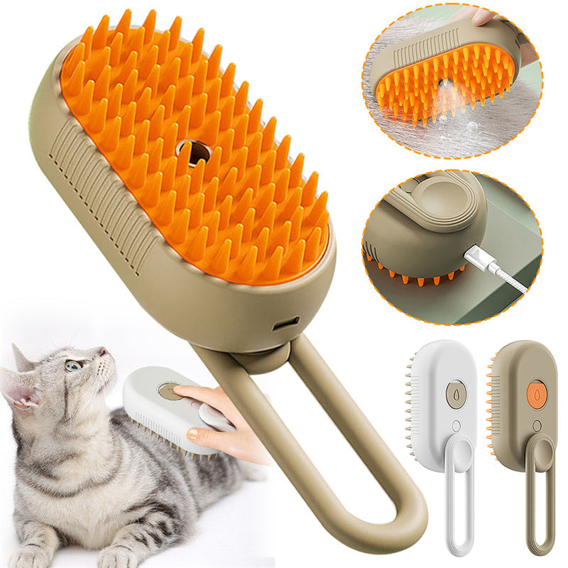 Steam Brush for Cats Effortless Grooming | Fast Heating | Tangle-Free