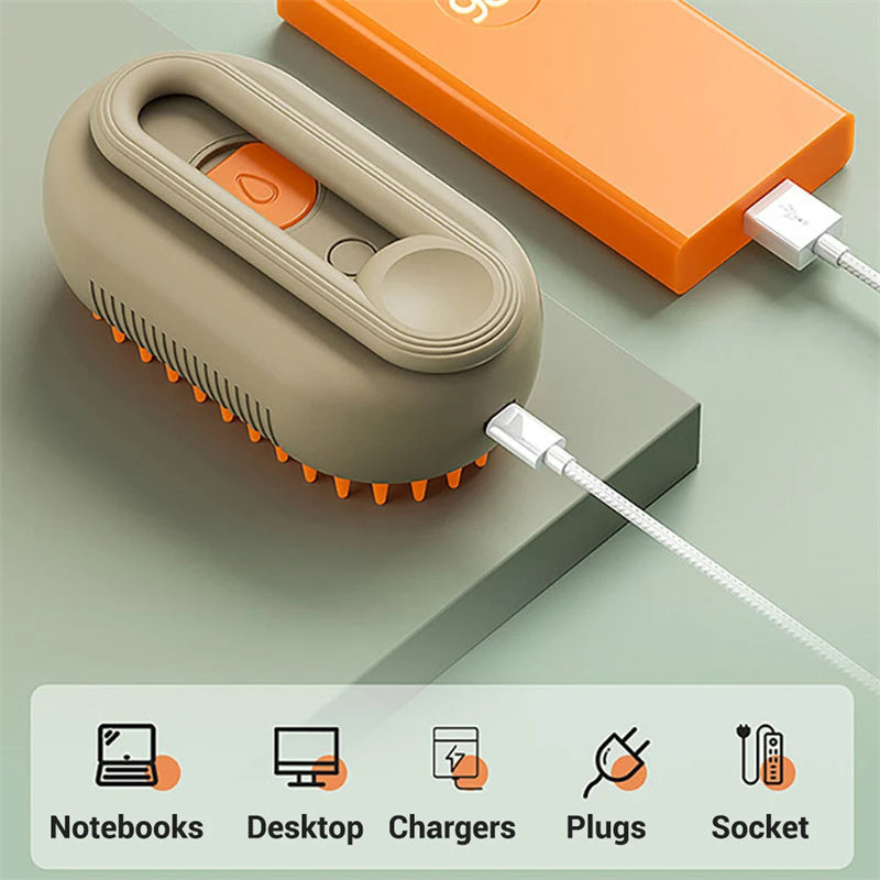 Steam Brush for Cats Effortless Grooming | Fast Heating | Tangle-Free