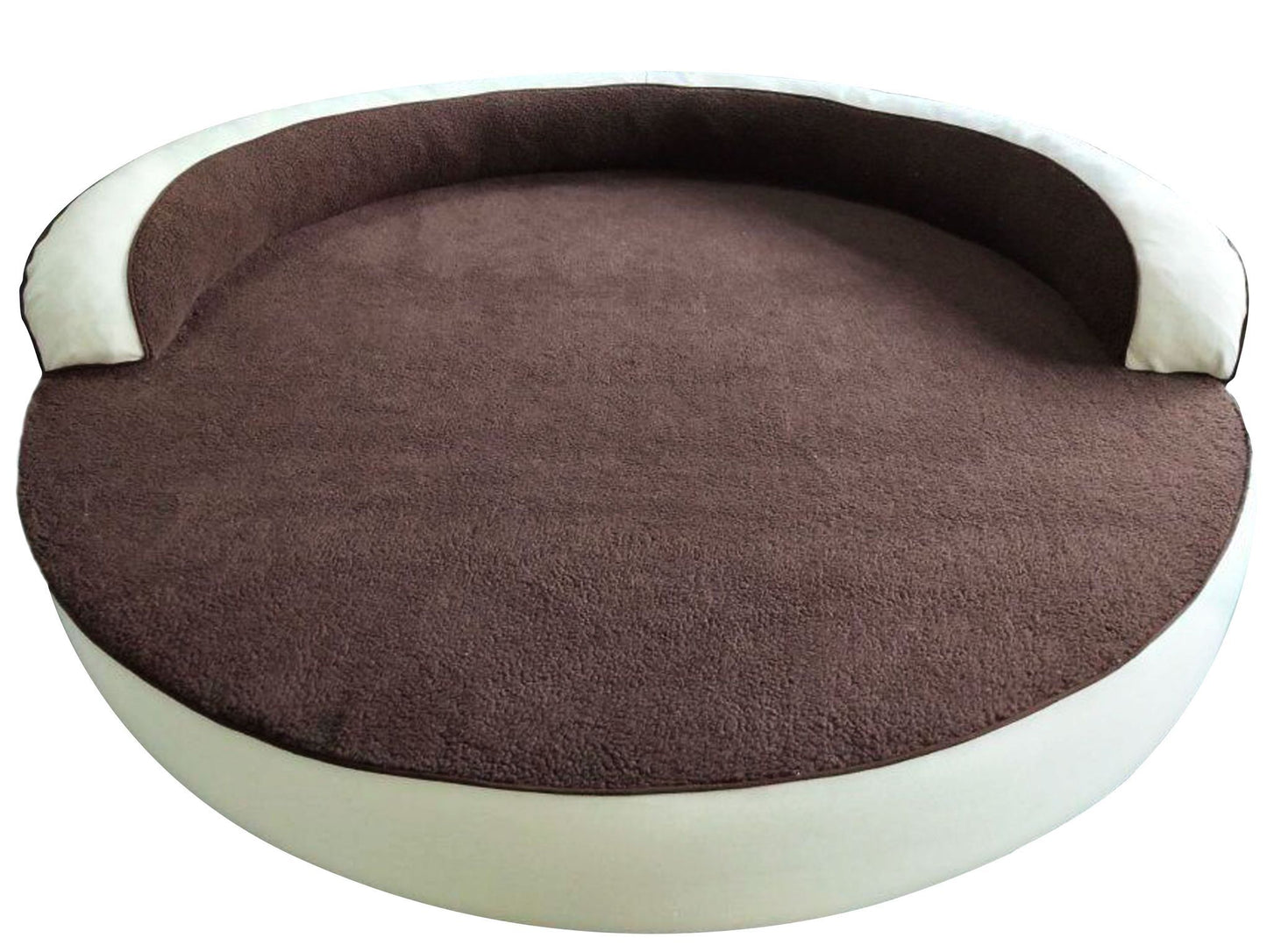 Large Round Dog Bed | Orthopedic Support Sherpa Bolster Design