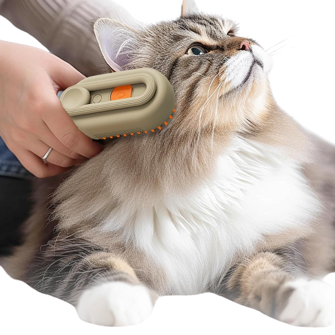 Steam Brush for Cats Effortless Grooming | Fast Heating | Tangle-Free