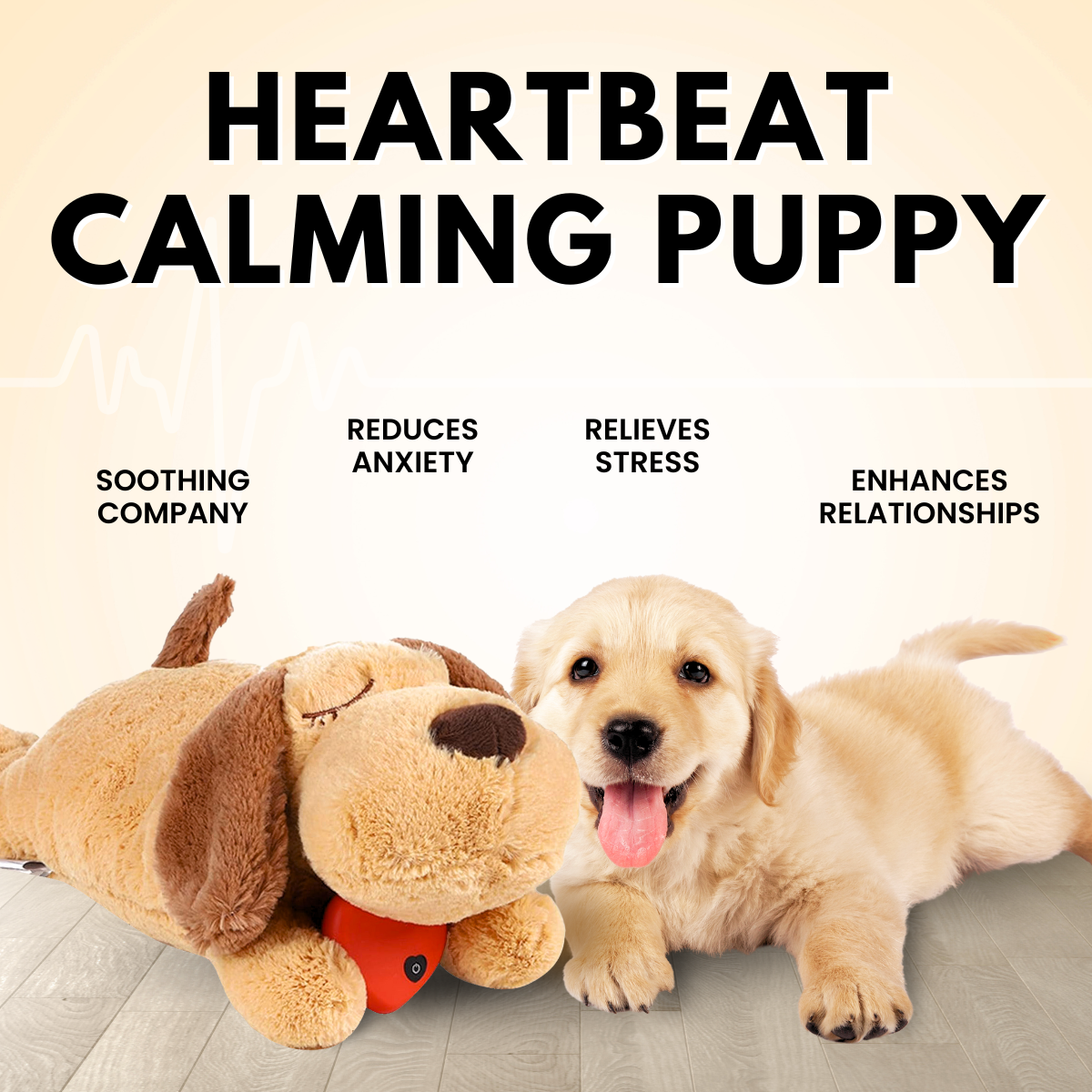 Calming Heartbeat Puppy Dog Toy | Soothes Anxiety | Soft and Cuddly