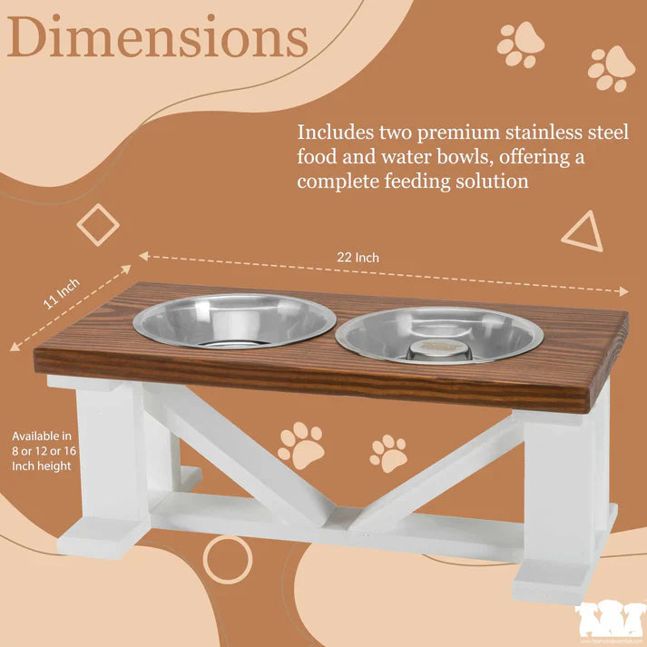 Elevated Double Dog Feeder | Farmhouse Style | Adjustable Height