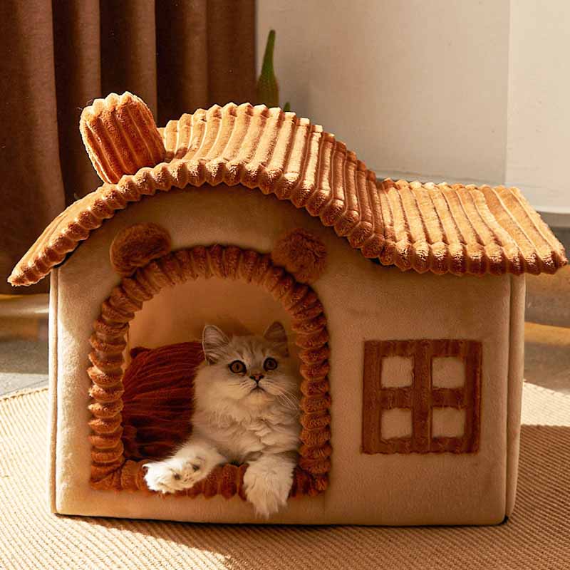 Semi-Enclosed Cat Bed | Cozy Design | Perfect for Cats to Hide and Rest