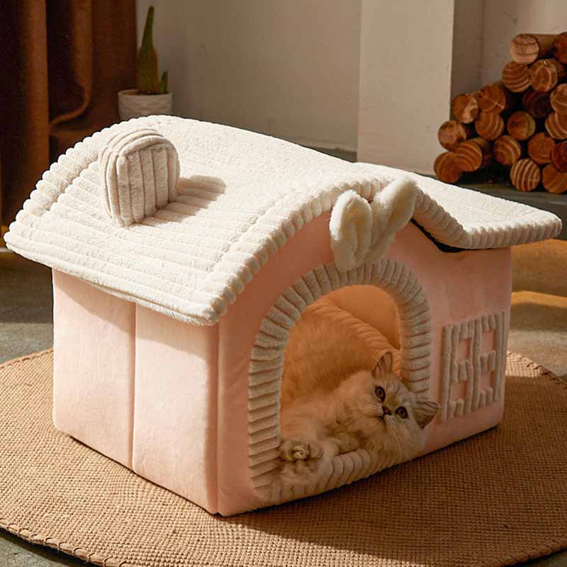 Semi-Enclosed Cat Bed | Cozy Design | Perfect for Cats to Hide and Rest