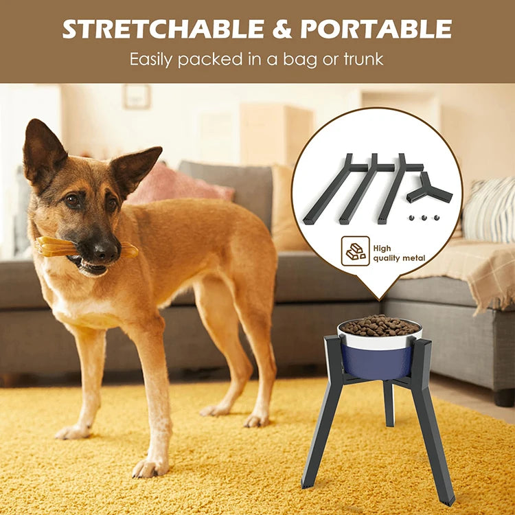 Adjustable Elevated Dog Bowl | Portable Metal Design