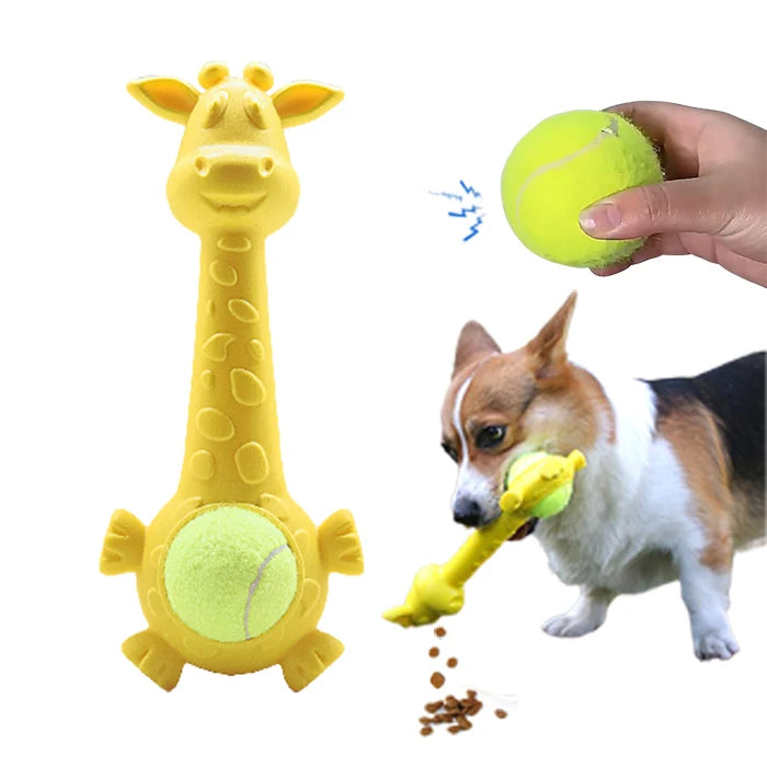 Indestructible Giraffe Dog Toy | Natural Rubber Teething Treat Dispenser