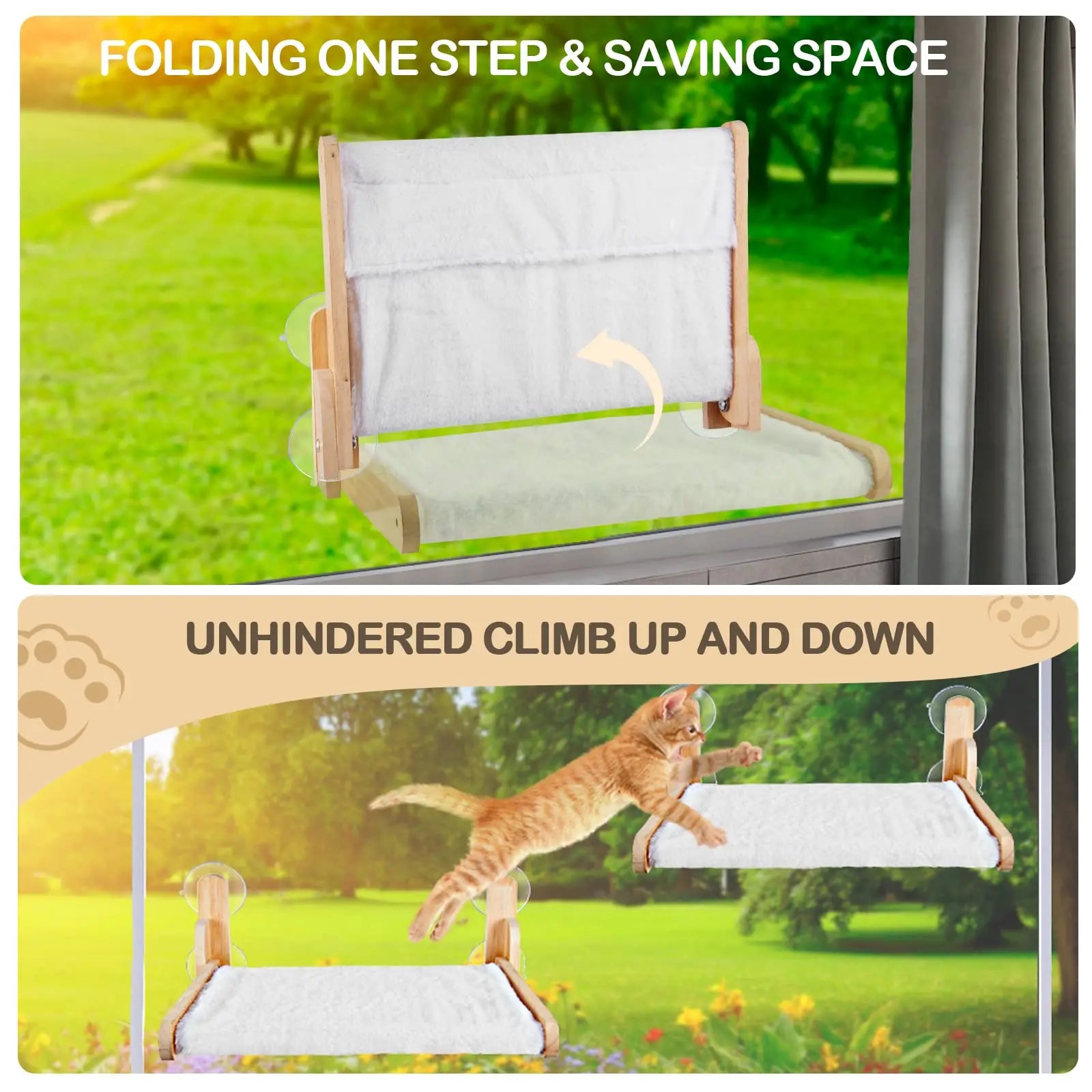 Wooden Cat Window Hammock | Collapsible Bed | 2.5kg Capacity