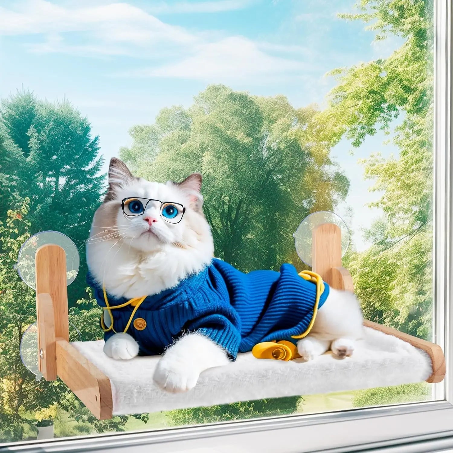 Wooden Cat Window Hammock | Collapsible Bed | 2.5kg Capacity
