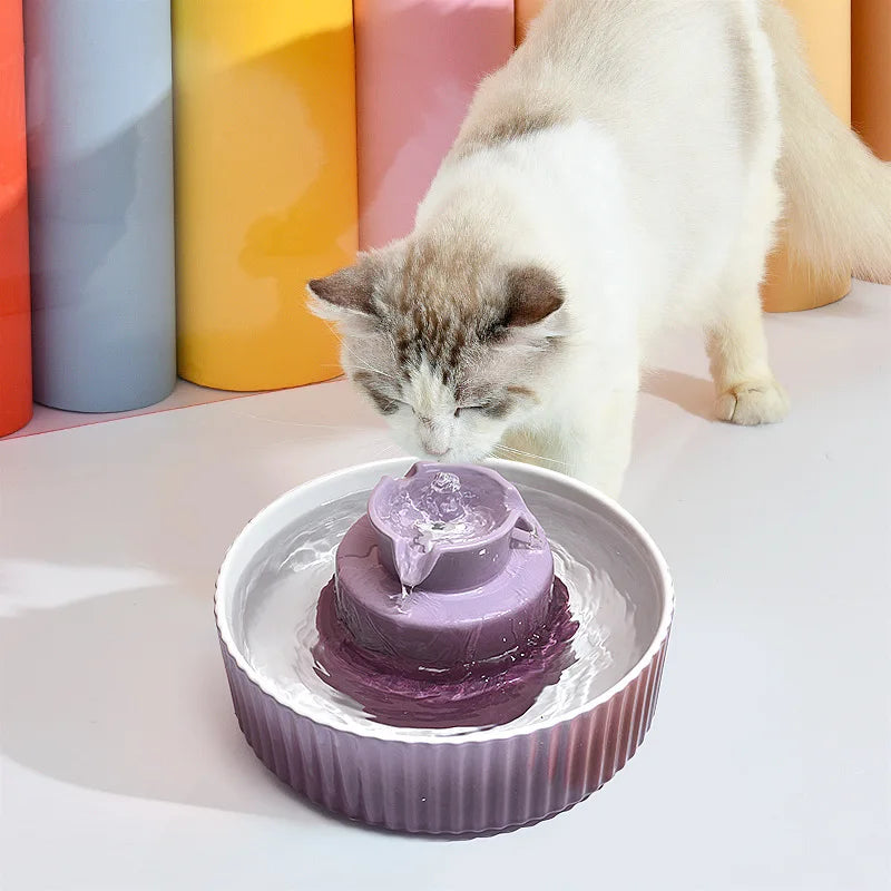 Ceramic Pet Water Dispenser | Automatic Circulation Fountain for Cats Dogs