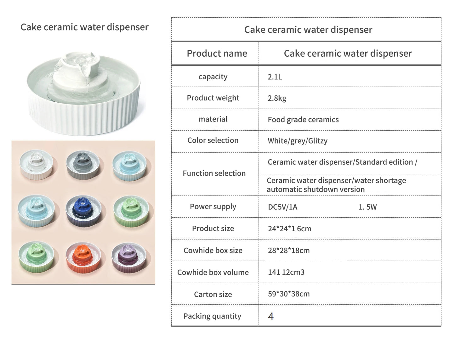 Ceramic Pet Water Dispenser | Automatic Circulation Fountain for Cats Dogs
