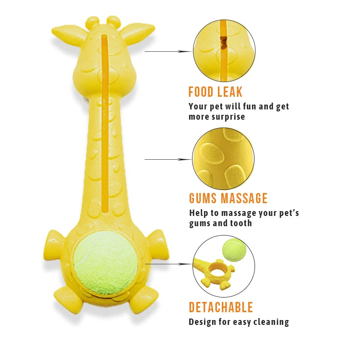 Indestructible Giraffe Dog Toy | Natural Rubber Teething Treat Dispenser