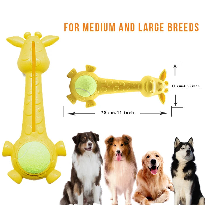 Indestructible Giraffe Dog Toy | Natural Rubber Teething Treat Dispenser