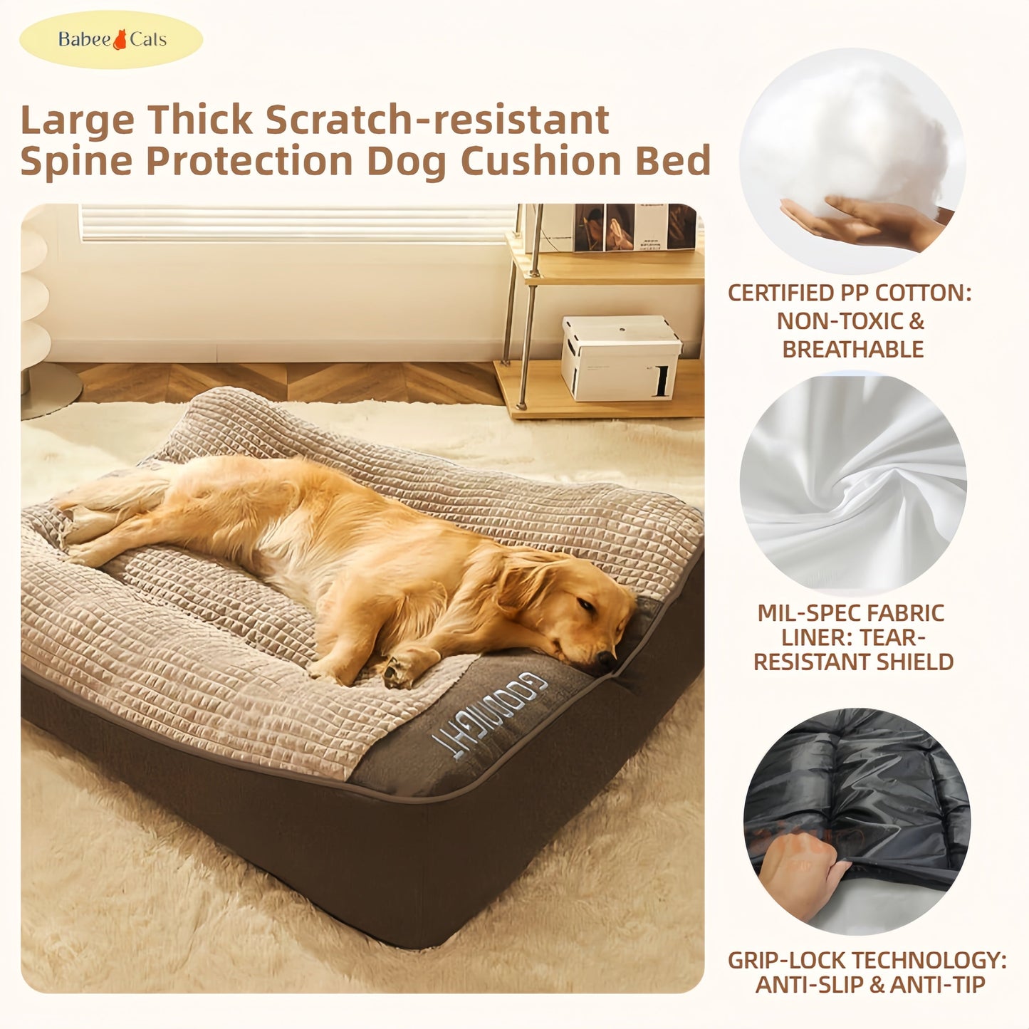 Large Thick Scratch-resistant Dog Bed | Spine Protection | Comfortable