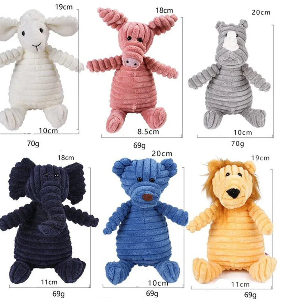 Plush Dog Toy | Bite Resistant Squeaky | Corduroy for Small Large Dogs