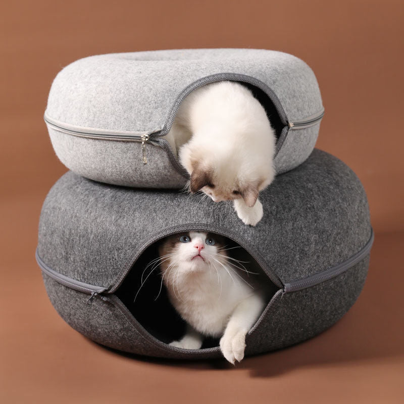 3-in-1 Interactive Cat Bed | Cozy House and Fun Tunnel
