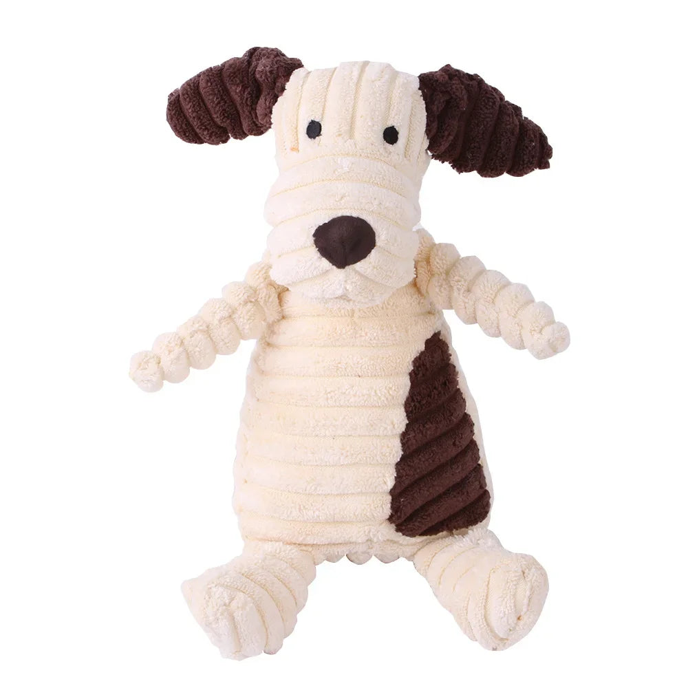 Plush Dog Toy | Bite Resistant Squeaky | Corduroy for Small Large Dogs