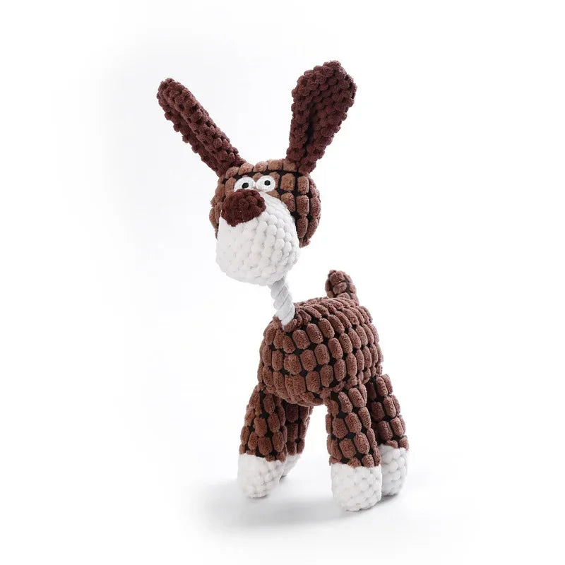 Plush Dog Toy | Bite Resistant Squeaky | Corduroy for Small Large Dogs