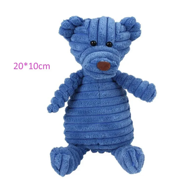Plush Dog Toy | Bite Resistant Squeaky | Corduroy for Small Large Dogs