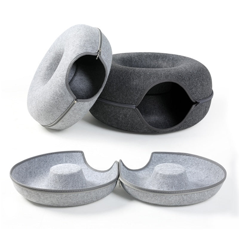 3-in-1 Interactive Cat Bed | Cozy House and Fun Tunnel