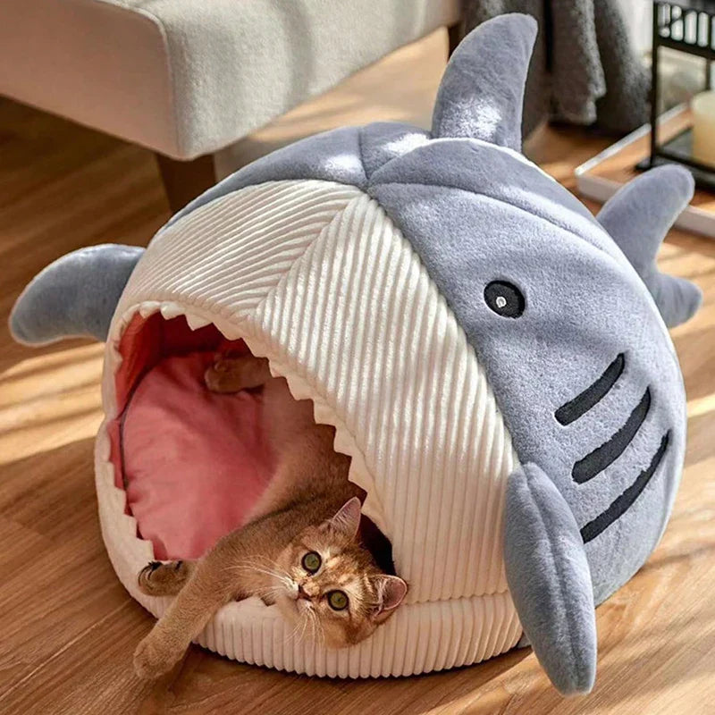 Warm Shark Cave Pet Bed | Cozy design | Perfect for pets who love to snuggle
