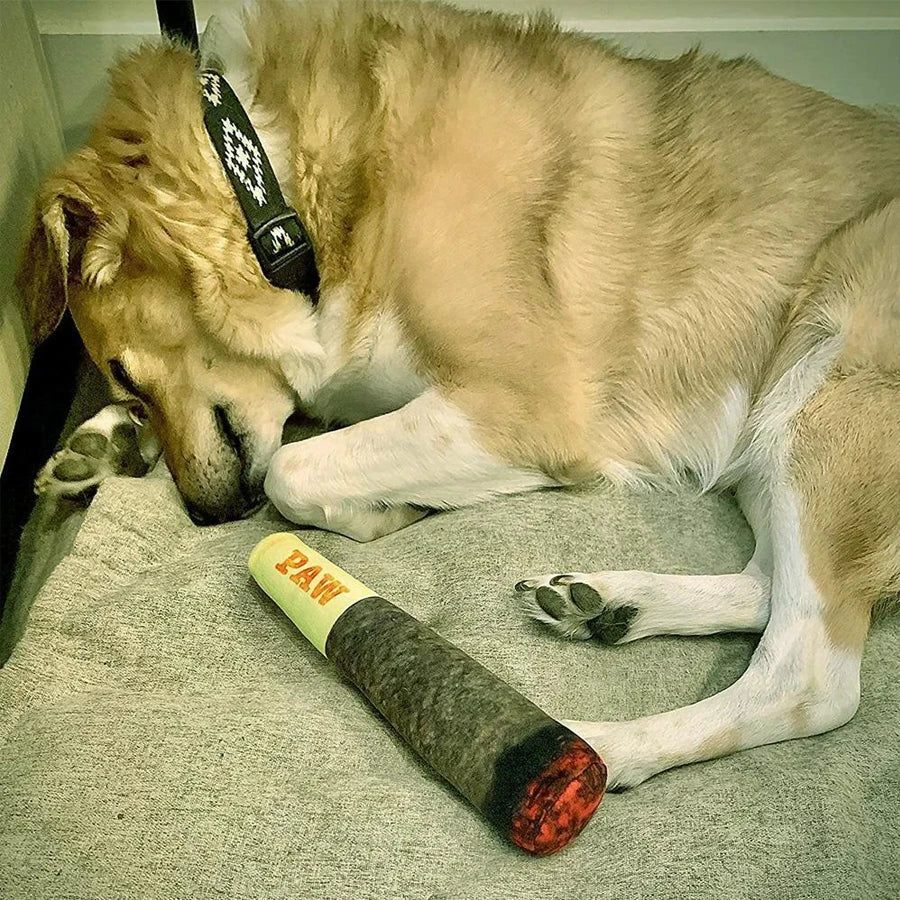 Interactive Dog Toy | Cigar Design Plush Squeaky | Chew Toy for Small Medium Dogs