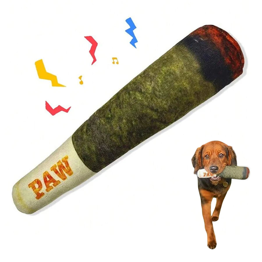 Interactive Dog Toy | Cigar Design Plush Squeaky | Chew Toy for Small Medium Dogs
