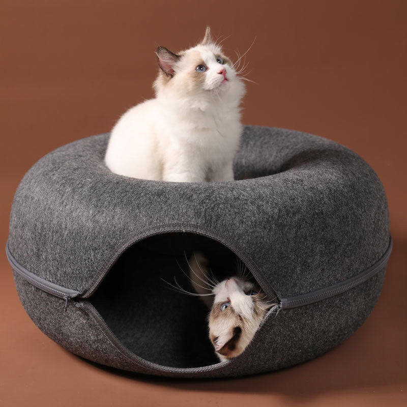 3-in-1 Interactive Cat Bed | Cozy House and Fun Tunnel