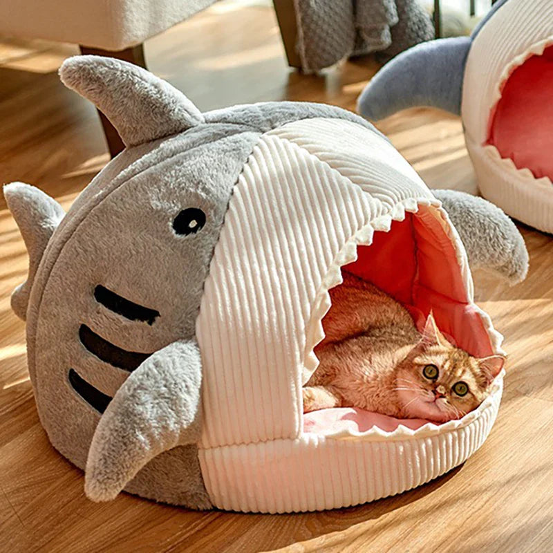 Warm Shark Cave Pet Bed | Cozy design | Perfect for pets who love to snuggle