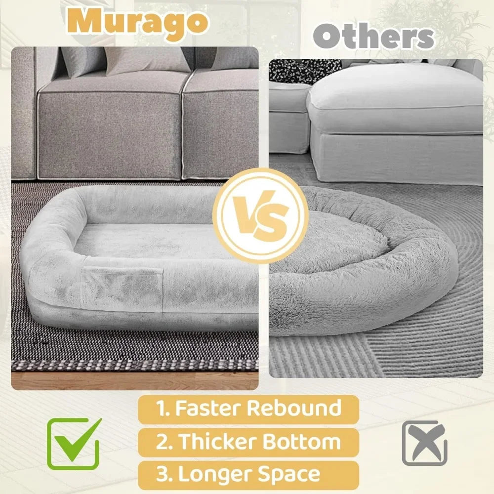 Human Dog Bed 71" Long Orthopedic Design Removable Cover Waterproof Washable