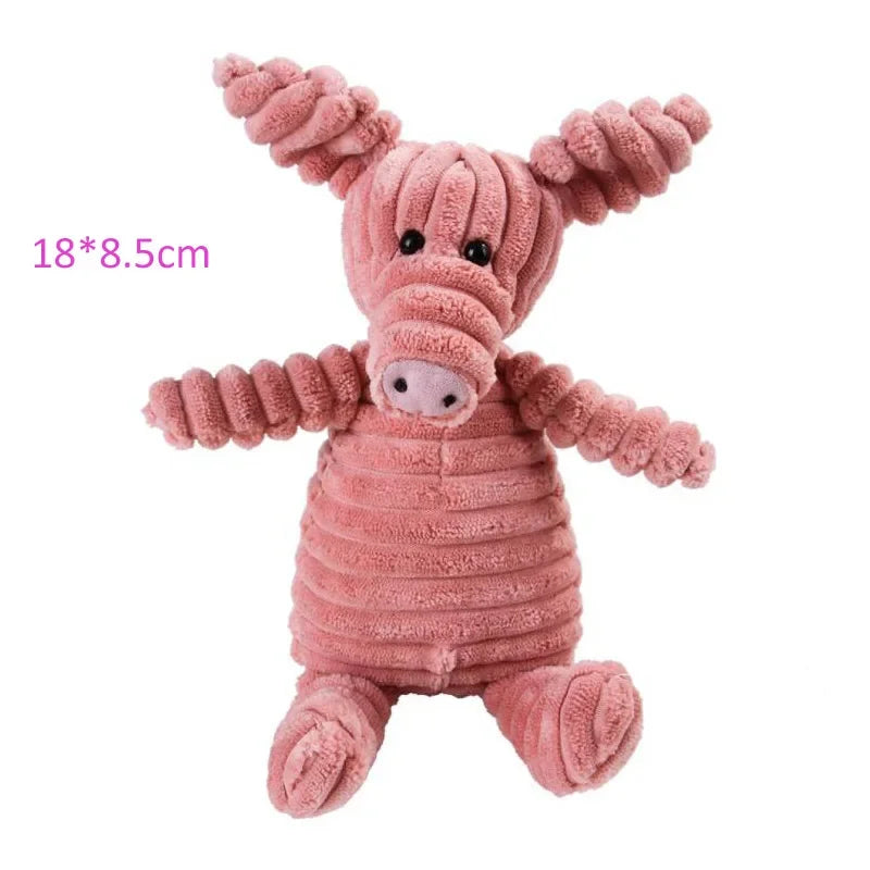 Plush Dog Toy | Bite Resistant Squeaky | Corduroy for Small Large Dogs