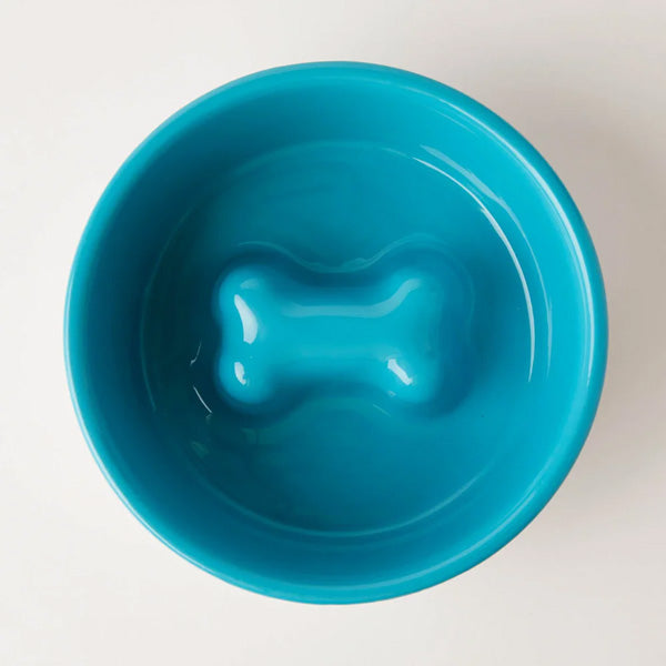 Ceramic Slow Feeder Dog Bowl | Reduces Bloating | Includes Acrylic Stand