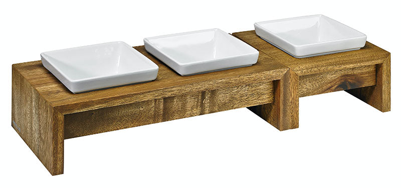 Double Bowl Pet Feeder | Stylish Wood Stand | Durable Bamboo Design