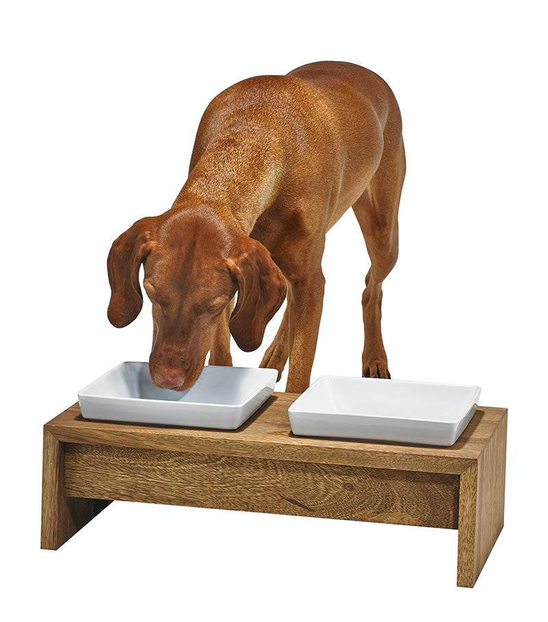 Double Bowl Pet Feeder | Stylish Wood Stand | Durable Bamboo Design