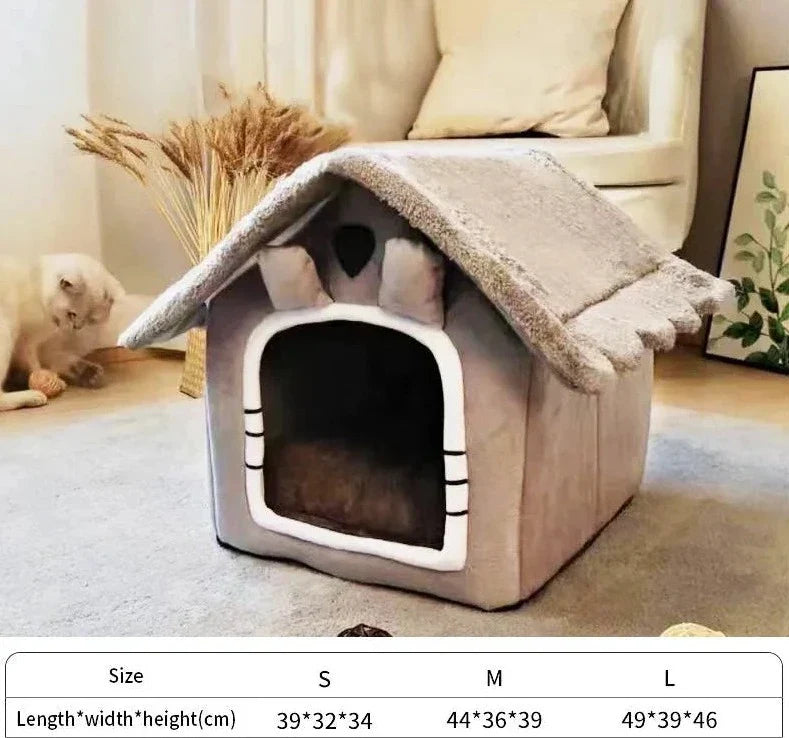 Foldable Washable Indoor Dog Cat House with Bed | Cozy Pet Shelter