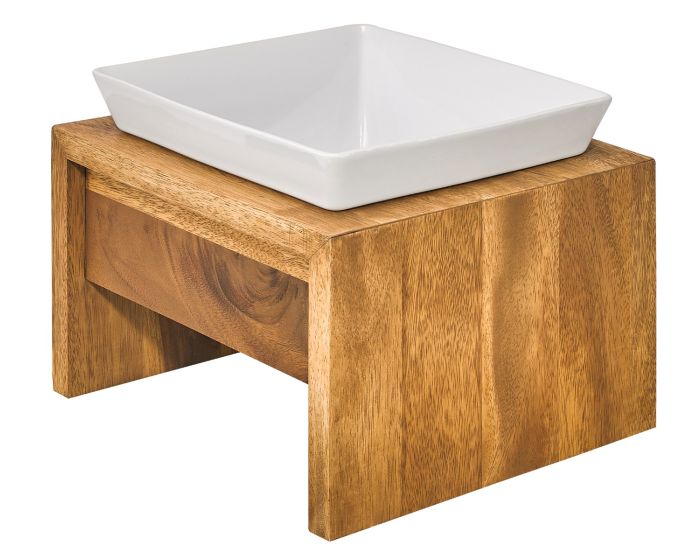 Double Bowl Pet Feeder | Stylish Wood Stand | Durable Bamboo Design