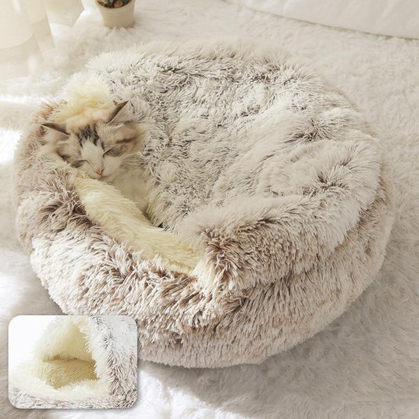 Plush Cave Bed for Cats and Small Dogs | Cozy Warm Soft Design