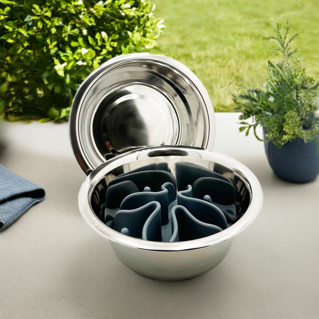 Pet Slow Feed Bowl Set | Stainless Steel | Set of 2