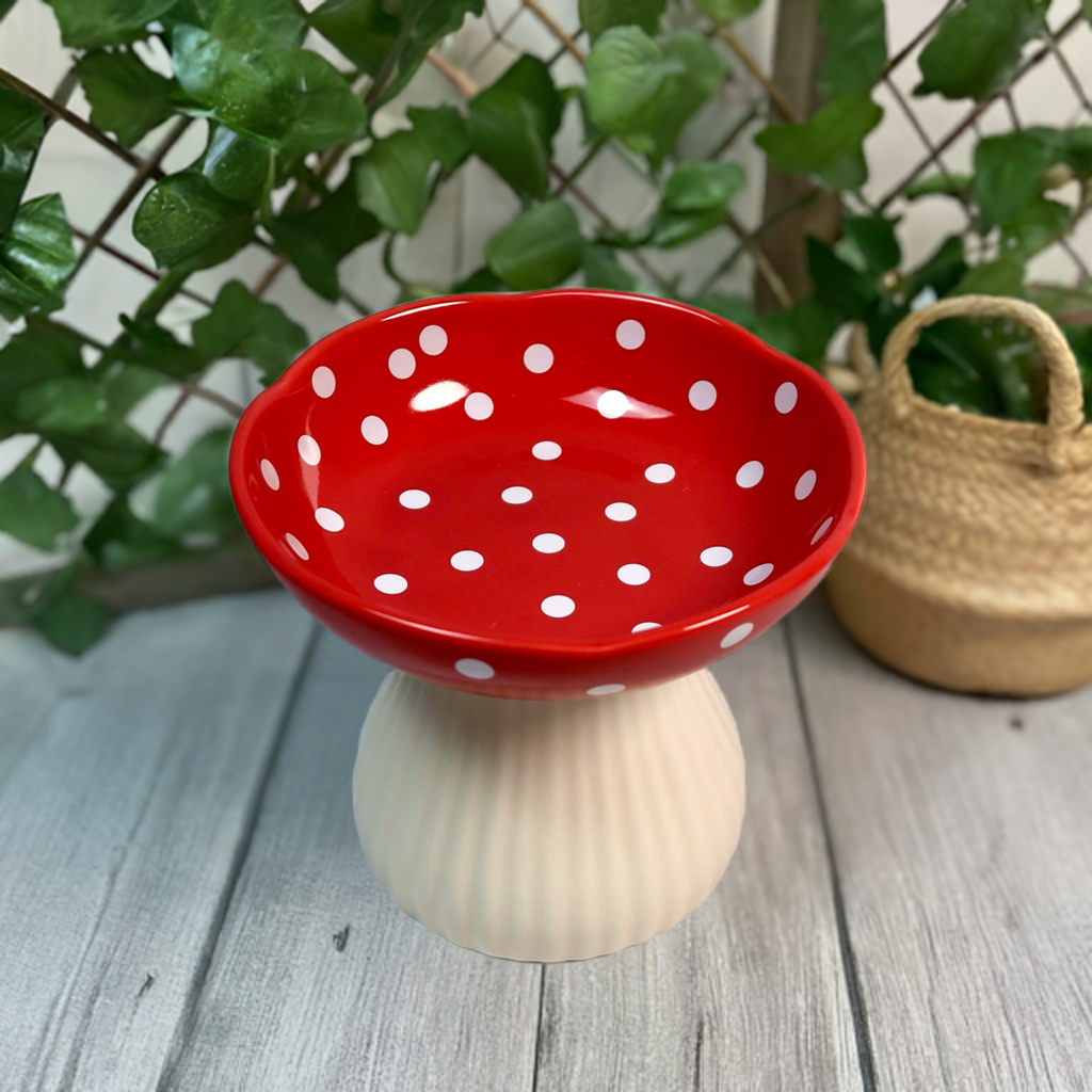 Elevated Mushroom Cat Bowl | Ergonomic Design | Reduces Neck Strain