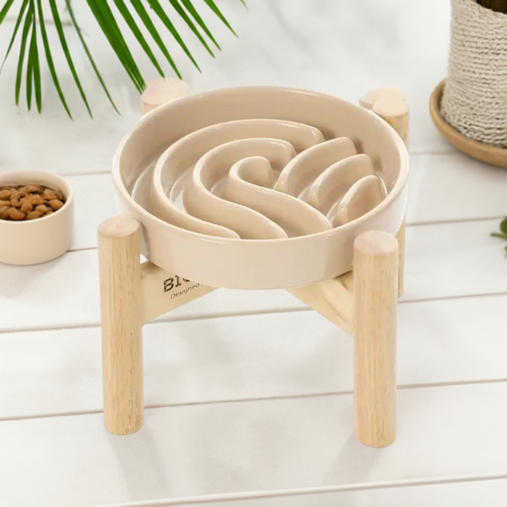 Wave Slow Feeder Ceramic Pet Bowl | Promotes Healthy Eating | Reduces Bloating