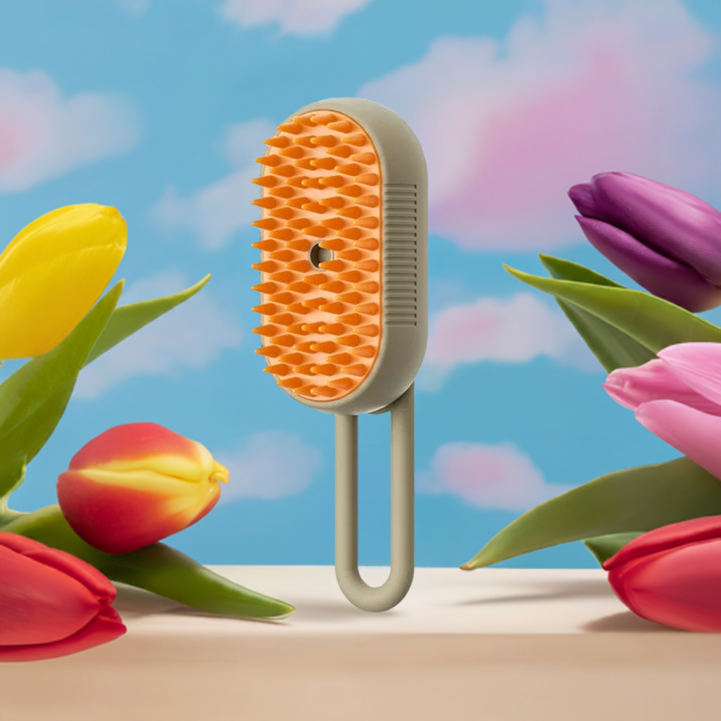 Steam Brush for Cats Effortless Grooming | Fast Heating | Tangle-Free