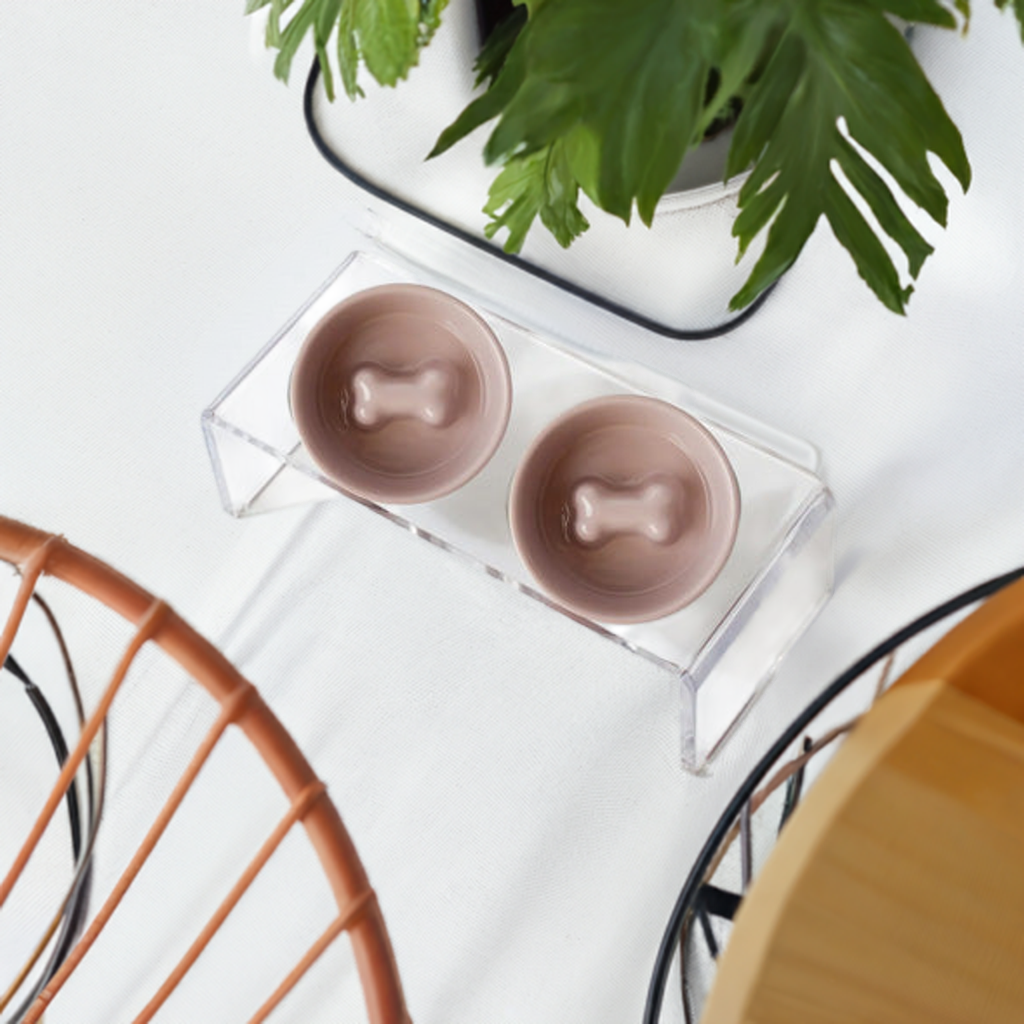 Ceramic Slow Feeder Dog Bowl | Reduces Bloating | Includes Acrylic Stand