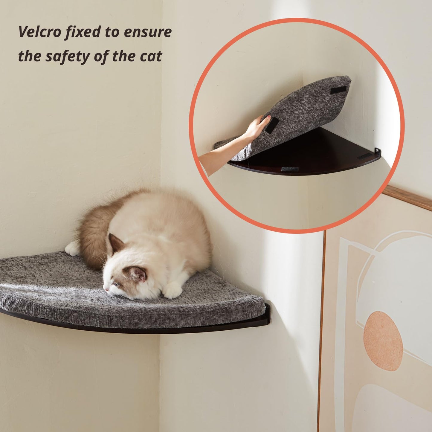 Corner Cat Shelf | Comfortable Cat Pad | Space-Saving Design